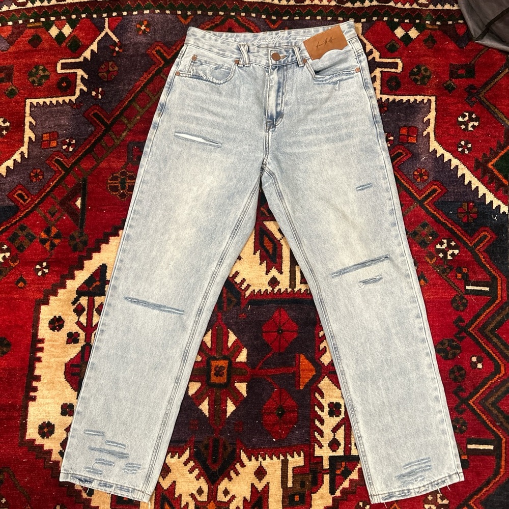 David Kollar Light Blue Distressed Western Jeans